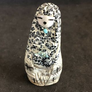 Zuni Corn Maiden By Faye Quandelacy Mother Of Pearl Face Leopard Rock 8888