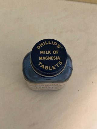 Vintage Drug Store Pharmacy Phillips Milk of Magnesia Blue Bottle w/pills 4