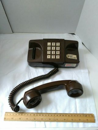 Vintage GTE land line Telephone Phone Brown Great 70’s 80’s Movie Prop 4