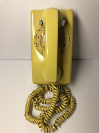 Vintage Retro Yellow Wall Phone Rotary Shined Dial Western Electric