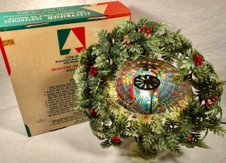 Rare Vtg Bradford Electrified Wreath Centerpiece W/ Revolving Christmas Scene