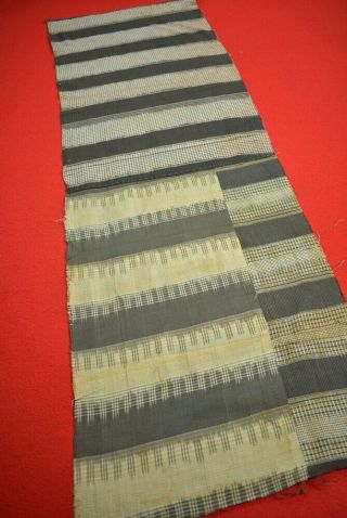 Ym84/50 Vintage Japanese Fabric Cotton Antique Boro Patch Kusakizome Shima 42.  1 "