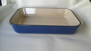 Le Creuset 30 Casserole Cast Iron Blue Enamel Rectangle Roasting Pan Dish