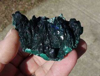 Fine,  Rare,  Lustrous Green Malachite After Azurite Crystals,  Milpillas