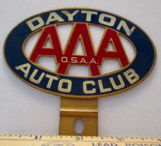 Vintage Aaa License Plate Topper - " Dayton Auto Club D.  S.  A,  A.  "