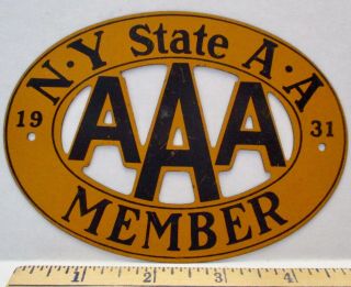 1931 Aaa License Plate Topper - " N.  Y.  State A.  A.  1931 Aaa Memeber "