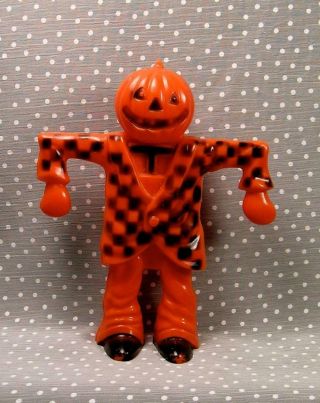 Vtg 1950s Halloween Hard Plastic Checkered Shirt Jol Scarecrow Candy Container