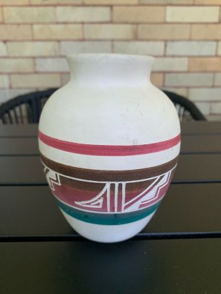Vintage Navajo Pottery Vase Signed Ahk