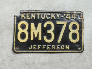 Kentucky 1944 Jefferson License Plate 8m378