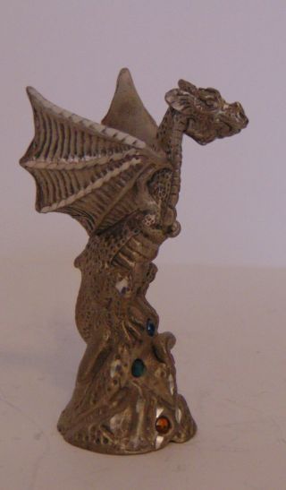 Pewter 1994 Jay Craft Winged Dragon With Crystals