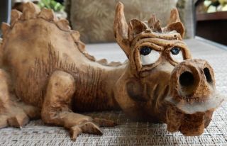 Ferocious Wood - Like Resin Dragon Statue