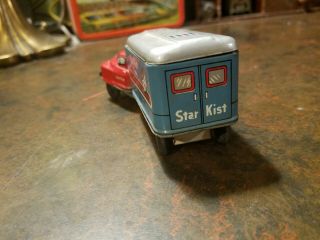 Vintage antique child ' s toy tin friction truck starkist tuna Japan litho 5