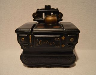 Vintage Mccoy Black Wood Cook Stove Cookie Jar