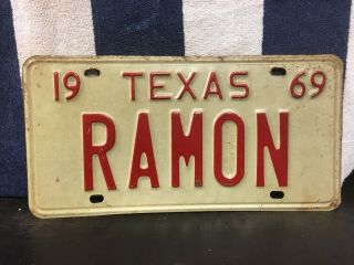Vintage 1969 Texas Vanity License Plate Ramon”