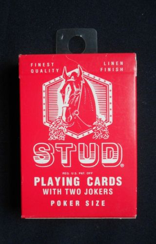 Vintage Stud Red Poker Size Playing Cards W/two Jokers