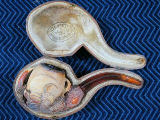 Antique Meerschaum Smoking Pipe With Finely Carved Eagle Claw Bowl