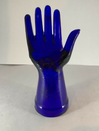 Cobalt Blue Display Hand Mannequin Jewelry Ring Accessory Depression Style Glass