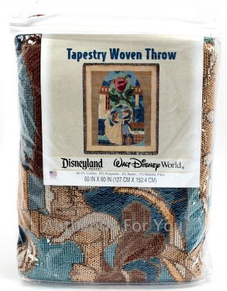 Disney Parks Beauty And The Beast Stained Glass Tapestry Woven Throw Blanket