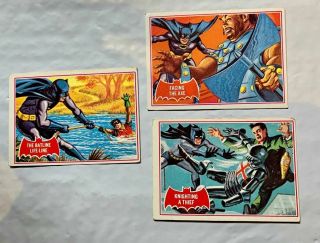 9 DIFFERENT 1966 BATMAN A CARDS 1,  3,  5,  6,  7,  9,  10,  12 & 14 IN 4