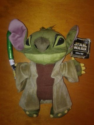 Disney Parks Stitch As Yoda Star Wars 9 " Stuffed Toy Plush W/ Tag Jedi Lucas