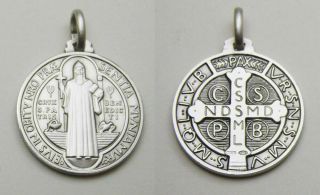 St.  Benedict Medal Sterling Silver (925) - 25mm - Italy