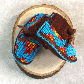 Native American Cheyenne Indian Baby Moccasins Soft Leather Boy Girl Handmade
