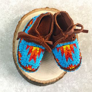 Native American Cheyenne Indian Baby Moccasins Soft Leather Boy Girl Handmade 2