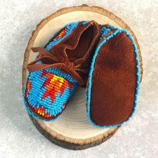 Native American Cheyenne Indian Baby Moccasins Soft Leather Boy Girl Handmade 3