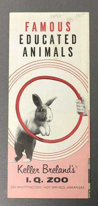 [hot Springs,  Arkansas] Keller Breland’s I.  Q.  Zoo Travel Brochure 1960