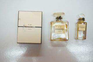 Two Antique Mid - Century Heavy Glass Chanel Perfume Bottles,  1.  5oz & 0.  5oz