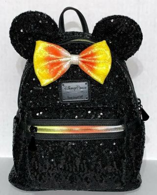 Disney Parks Halloween 2019 Minnie Mouse Candy Corn Mini Backpack Loungefly