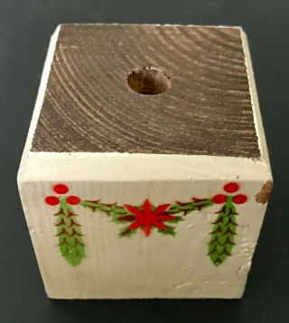 Antique Vintage Small Wooden Stenciled Christmas Feather Tree Replacement Stand