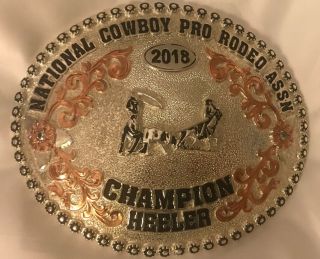 Trophy Rodeo Champion Belt Buckle Team Roper Roping Heeler