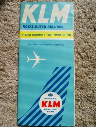 Vintage Klm Royal Dutch Airlines 1963 Timetables And Map Guide