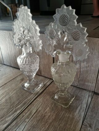 8 Pair Vintage Glass Crystal Perfume Bottles Decanter