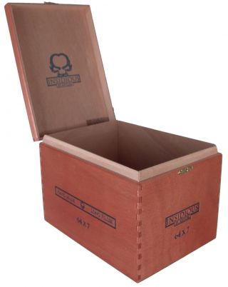 Empty Wood Cigar Box Insidious Asylum 4 1/4x7 3/4x4”dove Tail Construction
