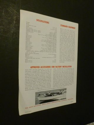 HTF Vtg 1950’s Chris Craft Boat Brochure 22 Ft SEA SKIFF Color Cruiser Info Spec 3
