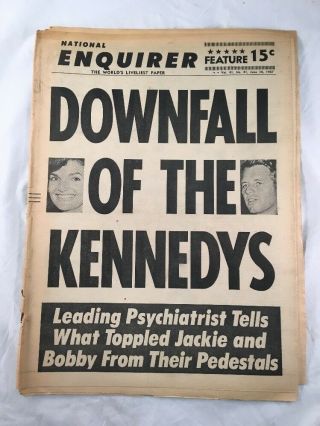 National Enquirer June 18 1967 Jackie Bobby Kennedy Font Cover Newspaper 1960s