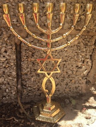 Grafted In Messianic Israel Brass Copper Messiah Menorah Candle Holder Judaica