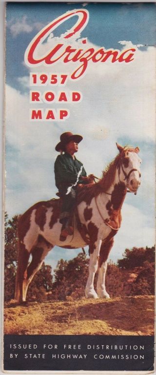 1957 Official State Issue Road Map Of Arizona