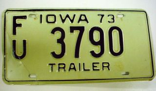 Iowa 1973 License Plate Vintage Trailer Fu 3790