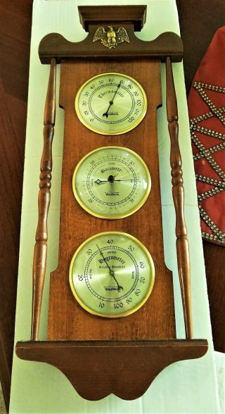 Vintage Verichron Weather Station Thermometer Barometer Hygrometer Usa