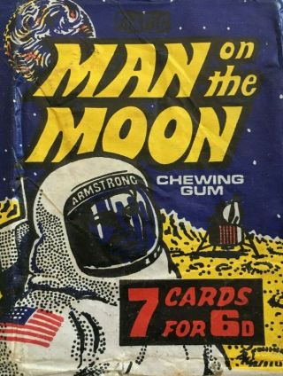 A&bc 1969 Man On The Moon Gum Wax Wrapper In Flawed But Sharp Complete