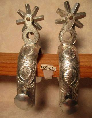 Hand Engraved Aluminum Cowboy Spurs In Pristine