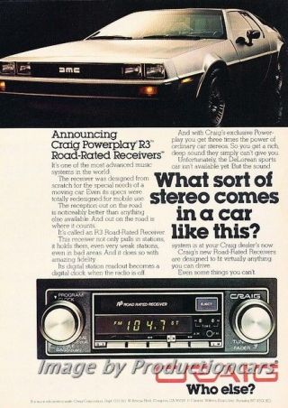 1979 Delorean And Craig Stereo 1981 Advertisement Print Art Car Ad J691