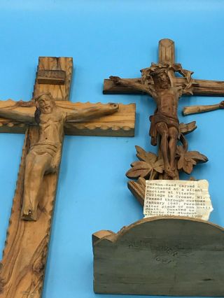 2 Vintage German Hand Carved Wooden Jesus Nun 