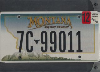 Montana Passenger 2008 License Plate " 7c 99011 " Natural Flathead