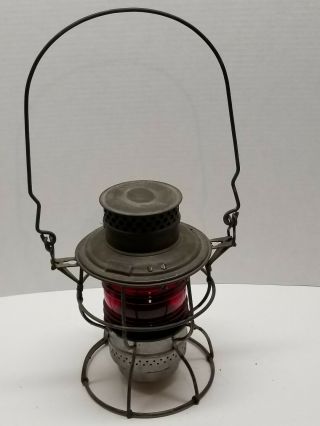C&nw Chicago And North Western Railroad Lantern With Red Globe