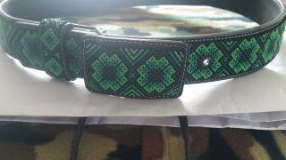 Huichol Beaded Leather Belt Art Mexican Hand Made Folk Art Beads 40 42