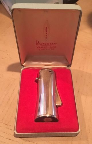 Vintage Ronson Varaflame Ladylite Lighter With Box
